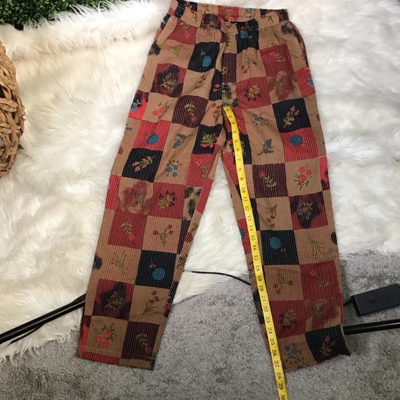 NWT  Multicolor Patchwork stitched‎ Pants brown motif - Picture 12 of 12